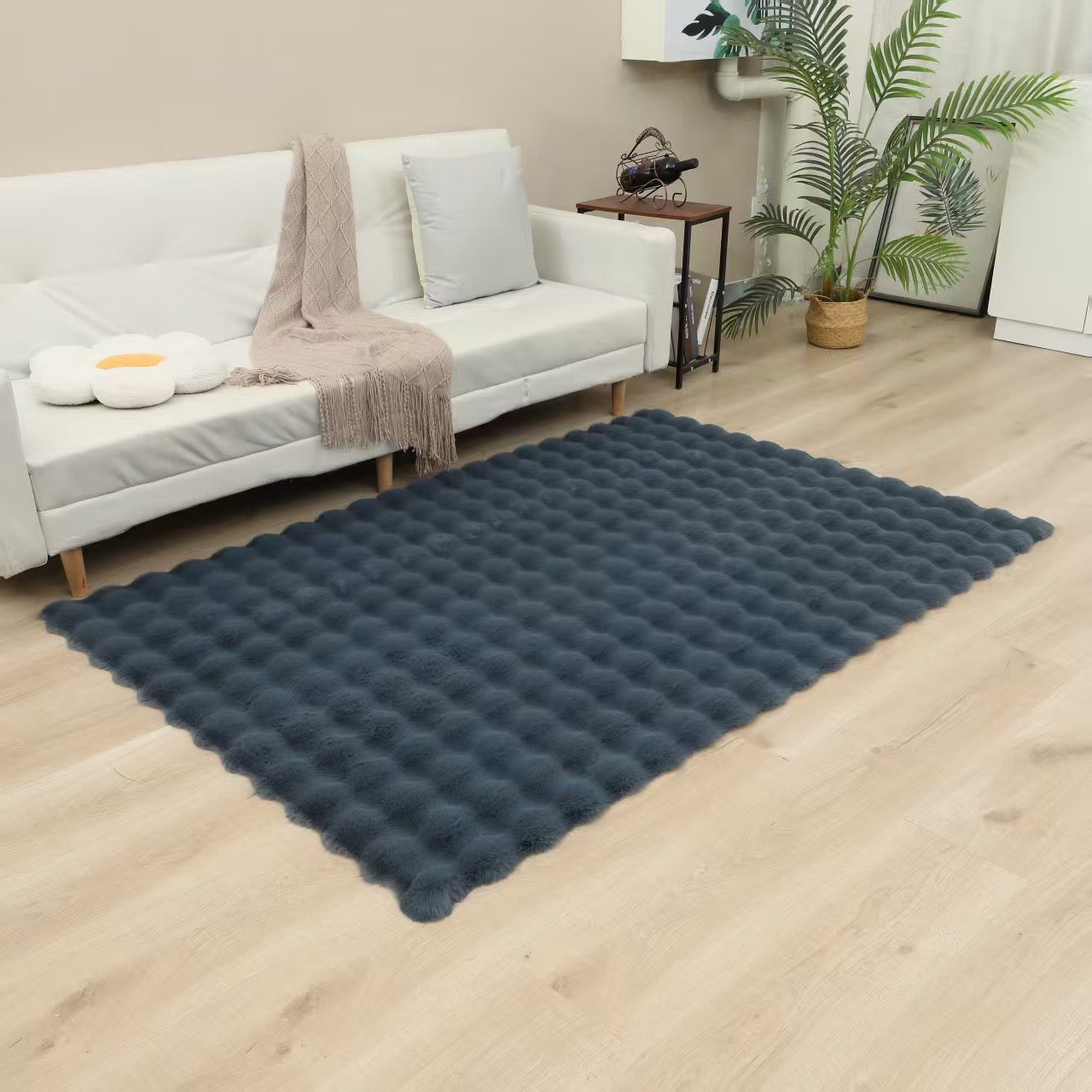Luxury Rabbit Fur Bed Side Carpet.