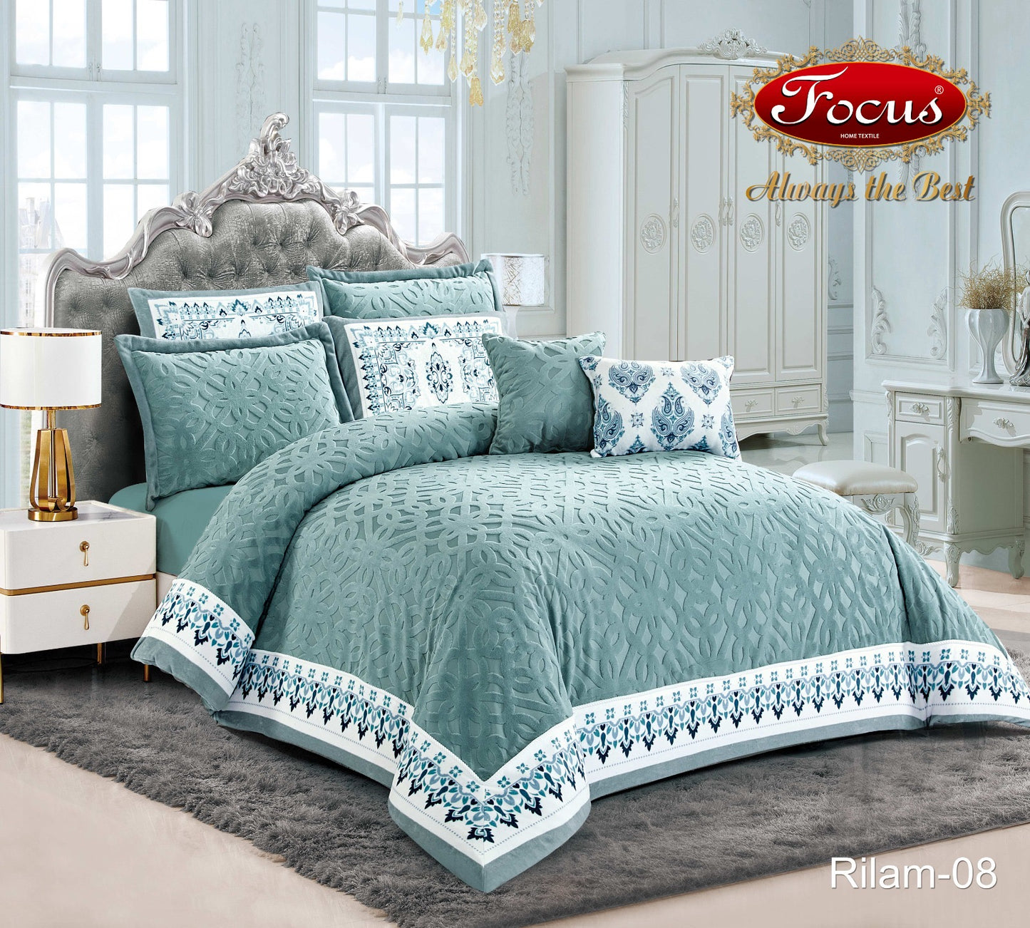 Luxury Tufted Duvet Set. Geometric Motif