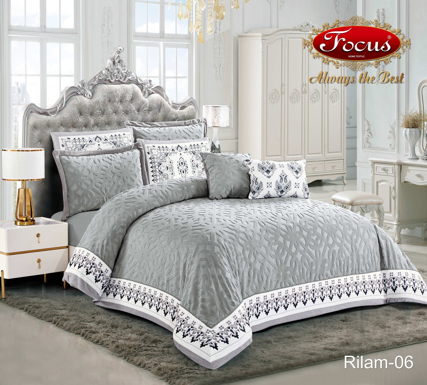 Luxury Tufted Duvet Set. Geometric Motif