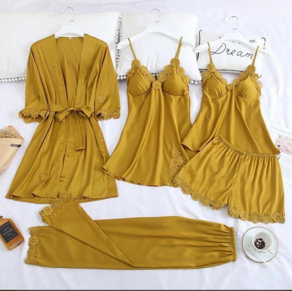 Elegant 5-Piece Satin Nightwear Set