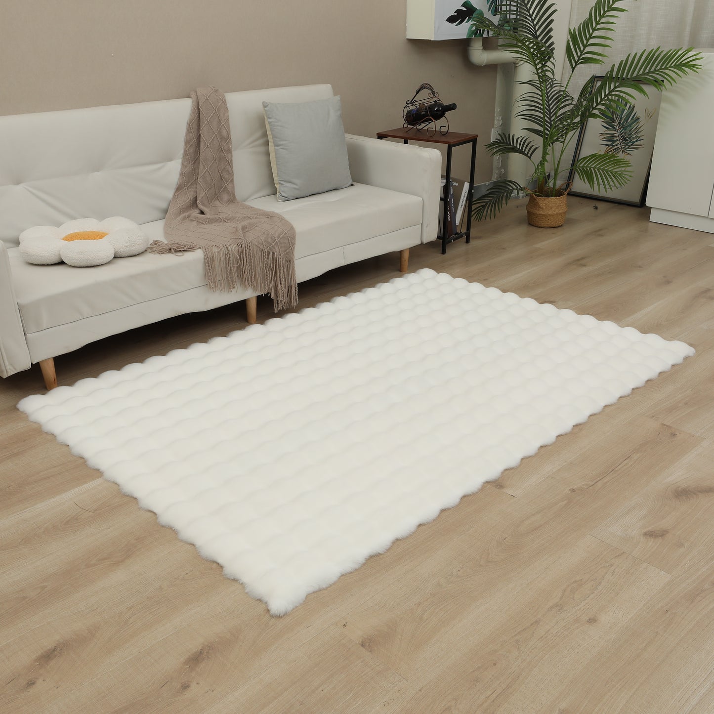 Luxury Rabbit Fur Bed Side Carpet.