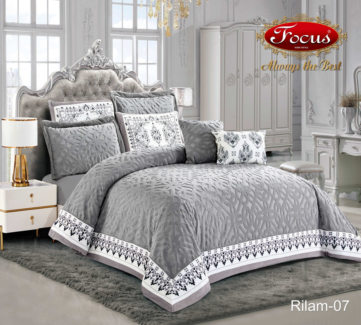 Luxury Tufted Duvet Set. Geometric Motif
