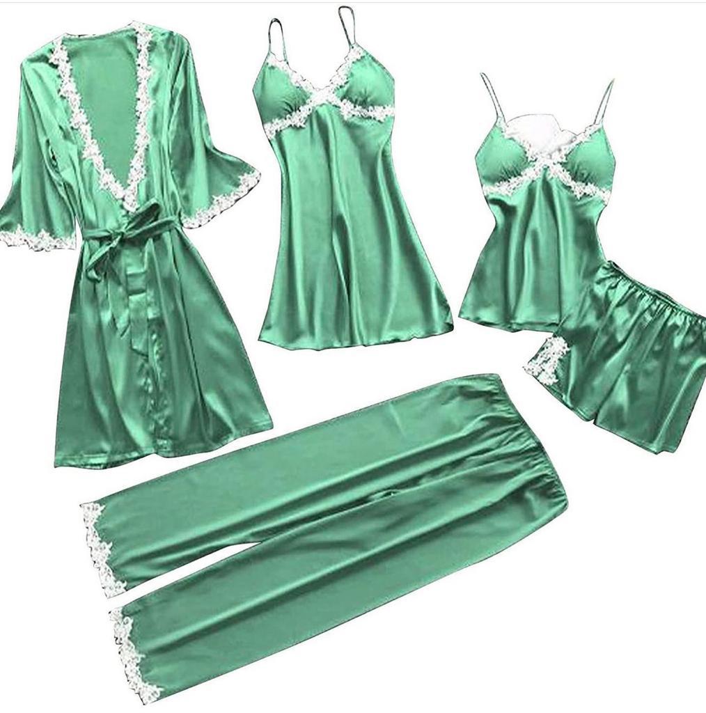 Elegant 5-Piece Satin Nightwear Set
