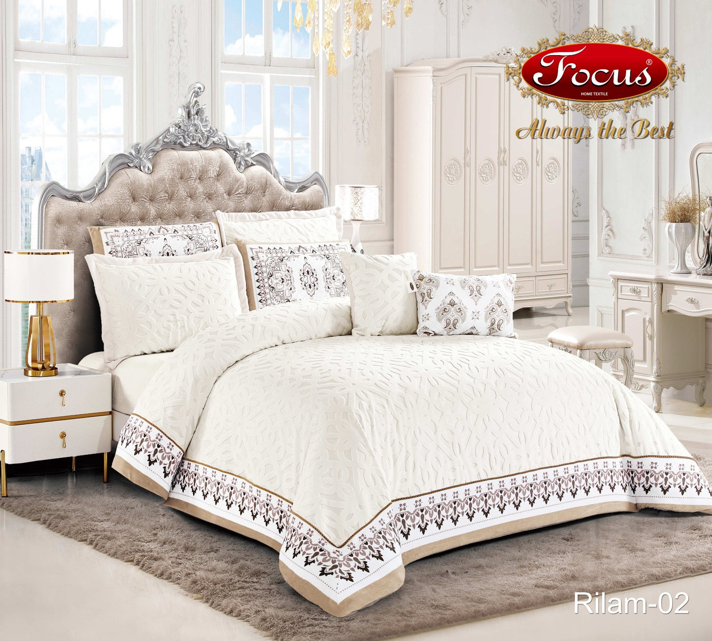 Luxury Tufted Duvet Set. Geometric Motif