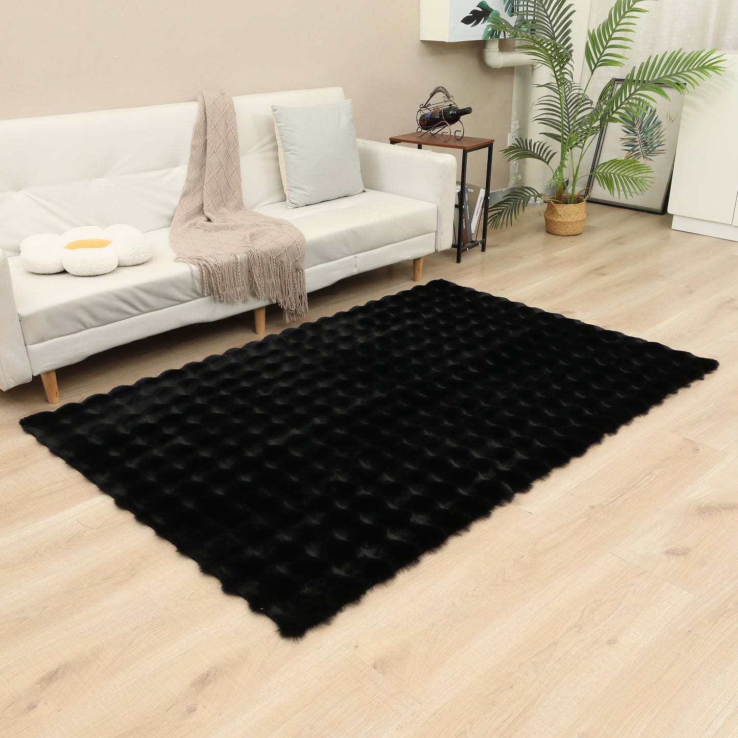 Luxury Rabbit Fur Bed Side Carpet.