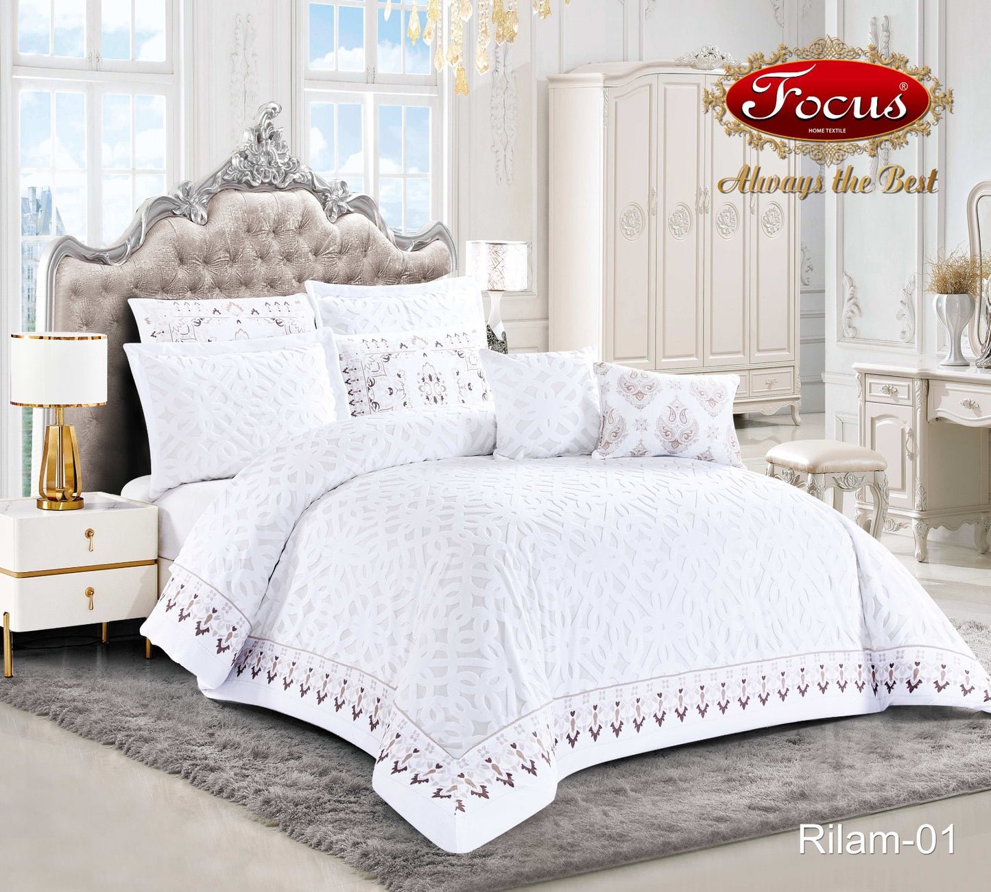 Luxury Tufted Duvet Set. Geometric Motif