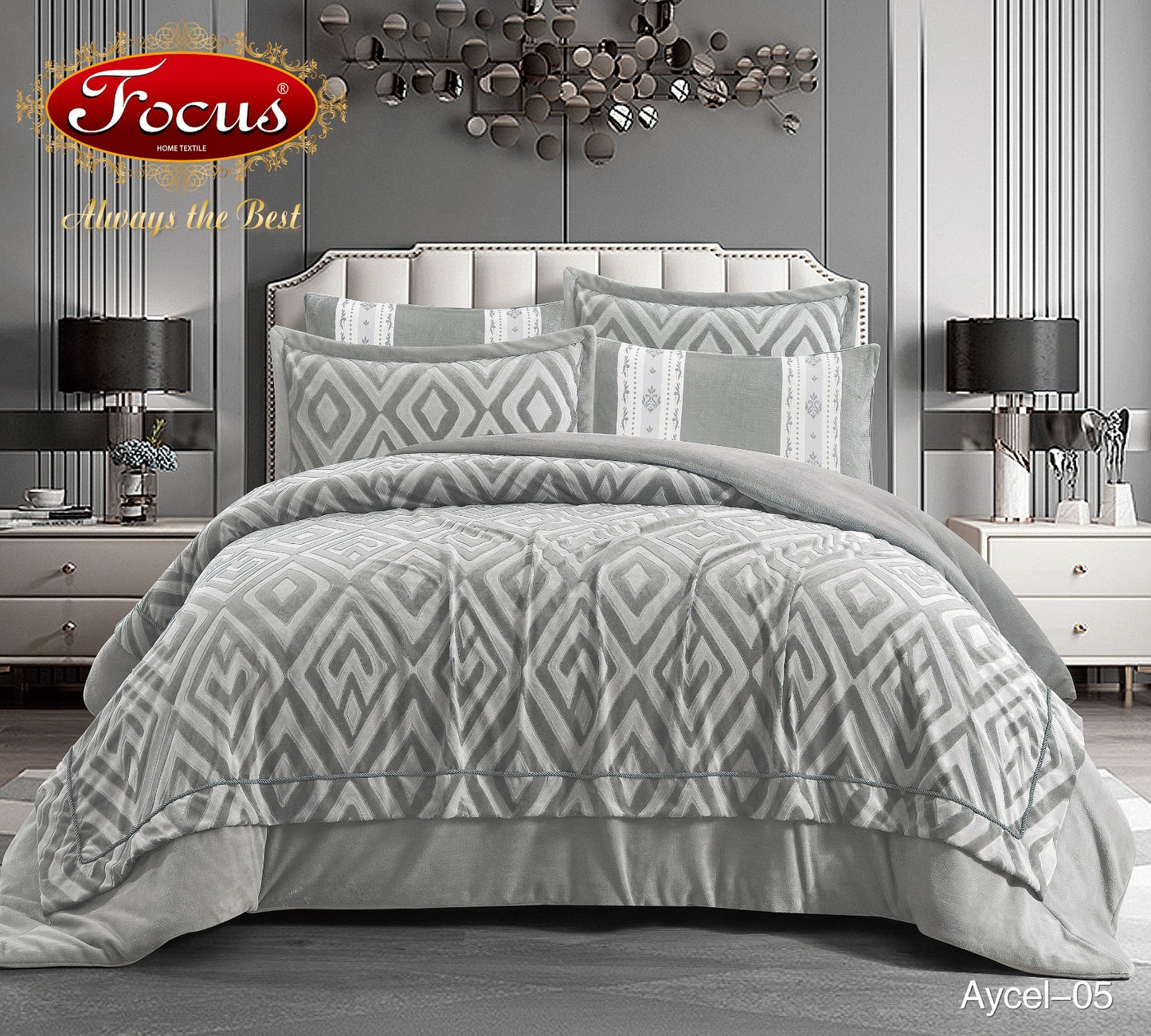 Luxury Tufted Duvet Set Diamond Motif.