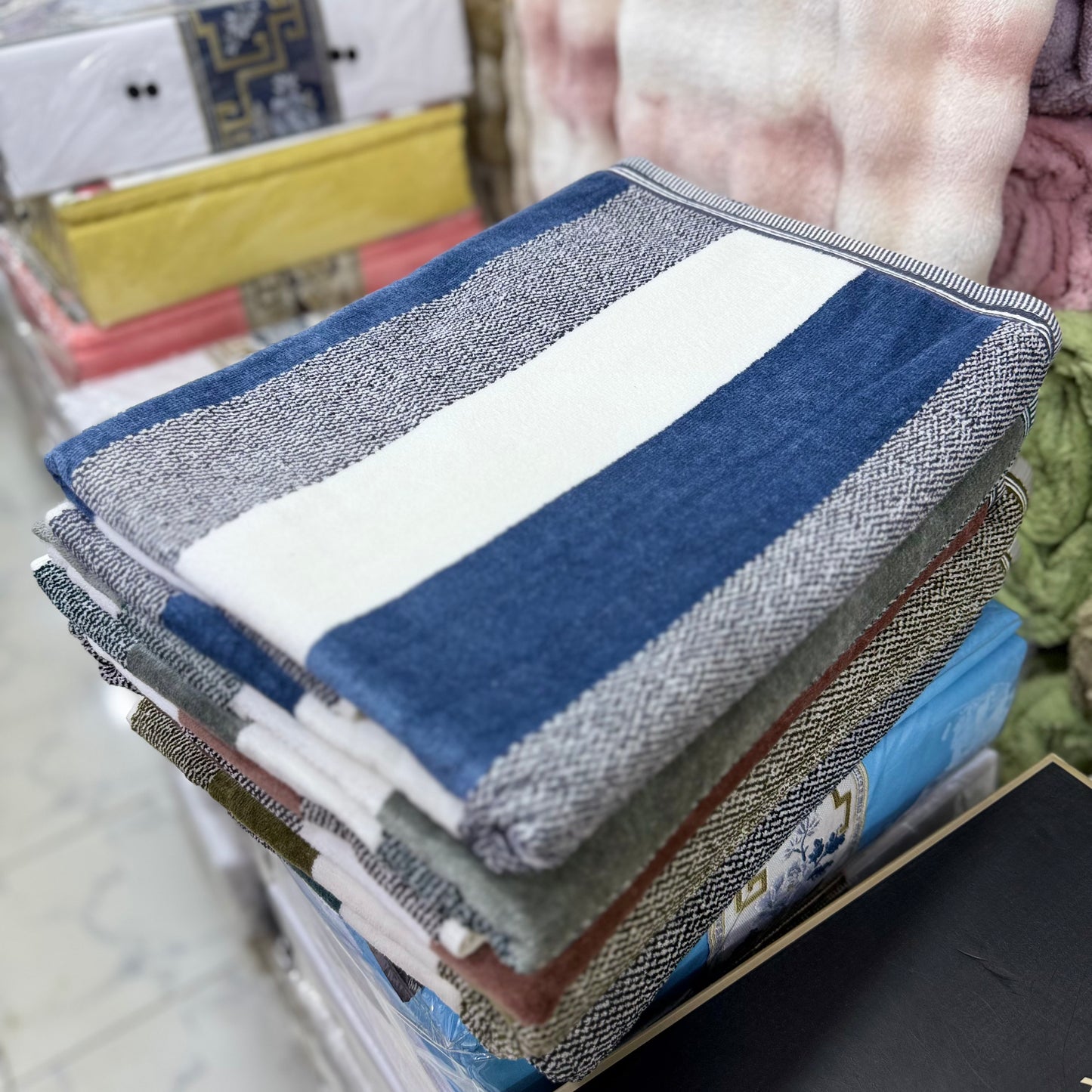Stripped Velvet Towels