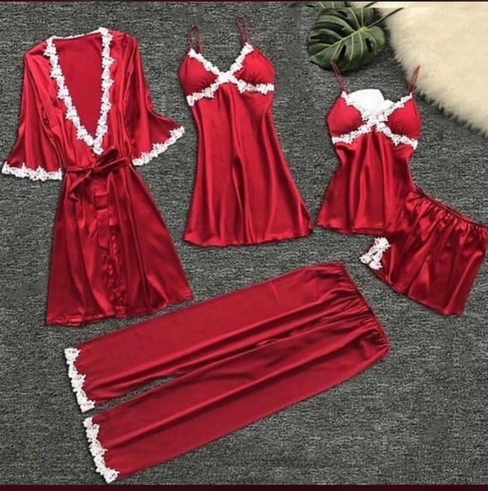 Elegant 5-Piece Satin Nightwear Set