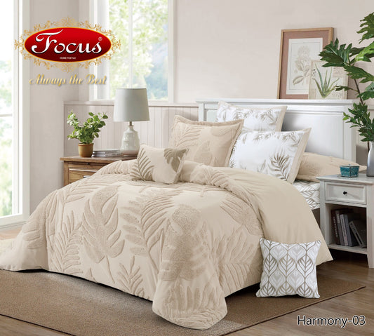 Luxury Tufted Duvet Set. Tropical Leaf