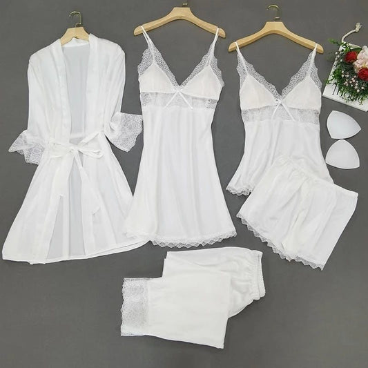 Elegant 5-Piece Satin Nightwear Set